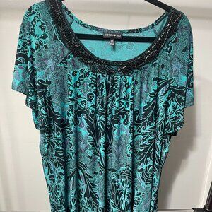 Women's 2X Torquoise Blouse by Fashion Bug